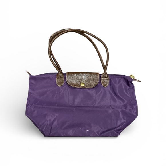 Longchamp Handbags - Long champ Chic Purple Tote Bag with Brown Accents